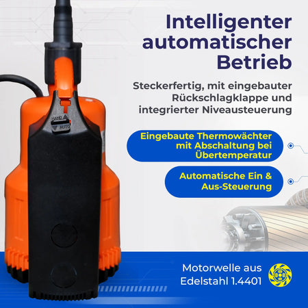 Schmutzwasserpumpe ABS Robusta 200 CW-TS bis 9.500 Liter/Stunde max. 6,1m Förderhöhe Flachabsaugung bis 3mm und 10m Kabel 