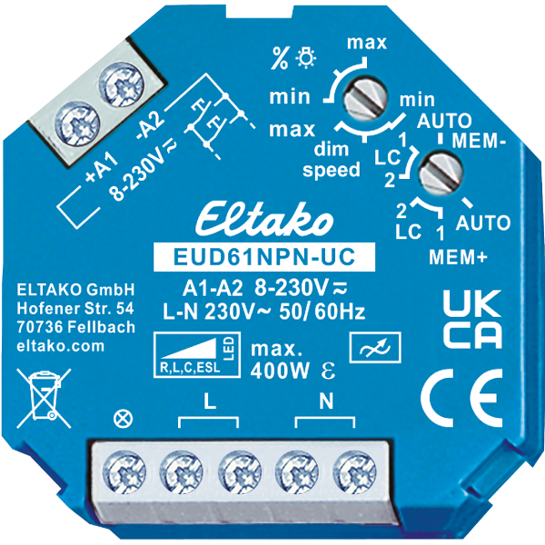 Eltako EUD61NPNUC 8...230V UC Einbau Universal-Dimmschalter 400W > 61100801