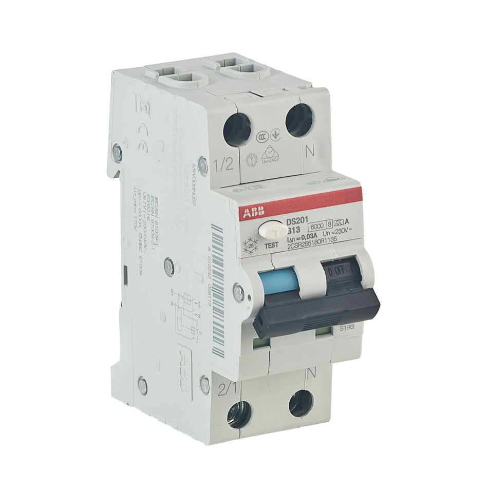 ABB FI/LS-Schutzschalter B13A 30mA 1P+N > DS201 B13 A30