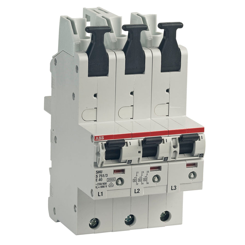 SLS-Schalter ABB S751/3-E40 selektiver Hauptsicherungsautomat SHU 40A 3x 1-polig mit Stecktechnik grenda-hammer®