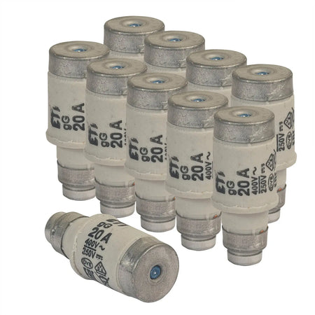 10er Pack Sicherungen Neozed D02 E18 20A blau grenda-hammer®