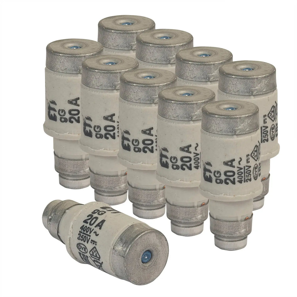 10er Pack Sicherungen Neozed D02 E18 20A blau grenda-hammer®