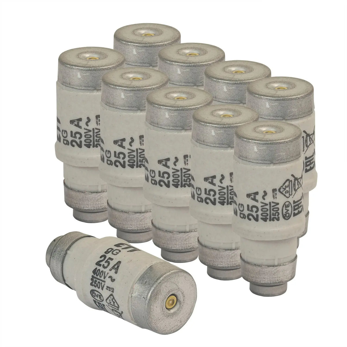 10er Pack Sicherungen Neozed D02 E18 25A gelb grenda-hammer®