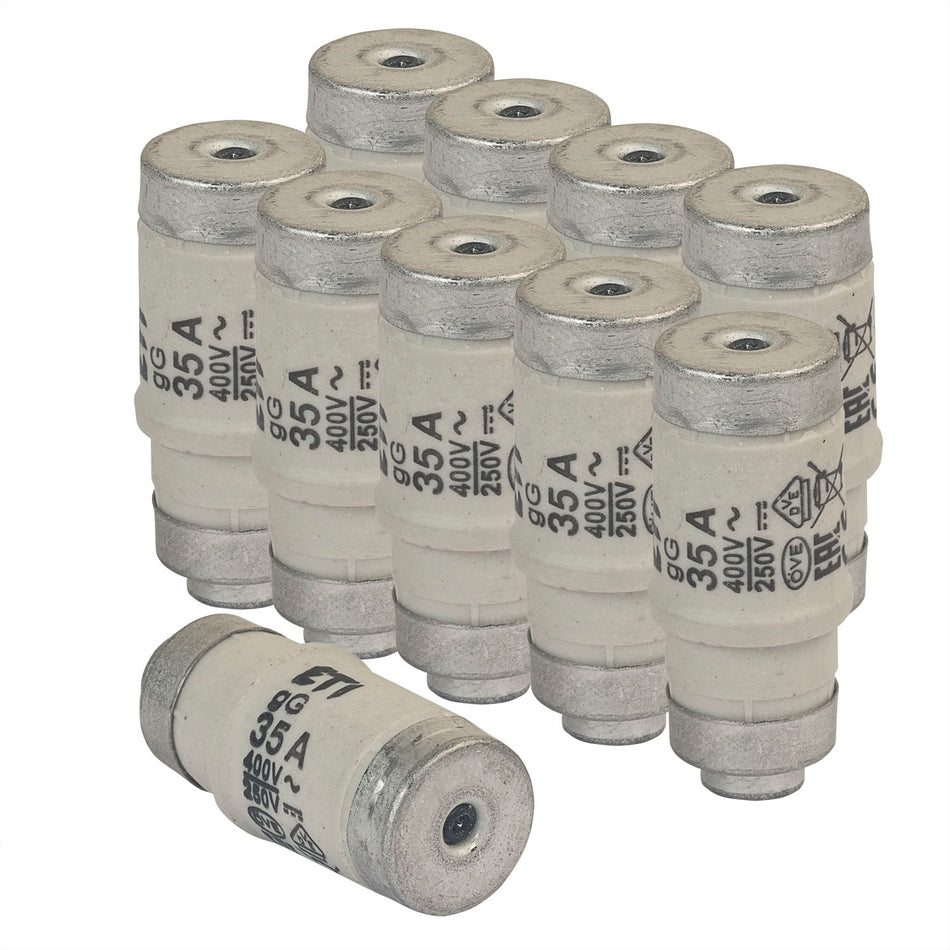 10er Pack Sicherungen Neozed D02 E18 35A schwarz