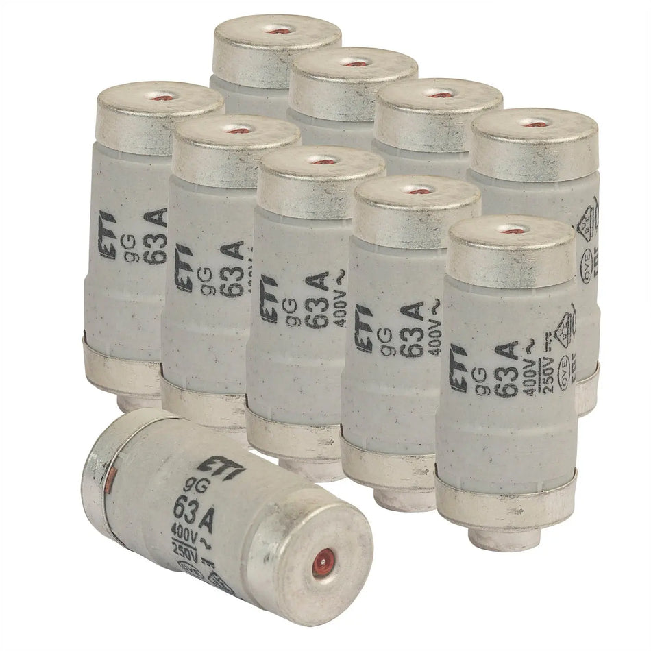 10er Pack Sicherungen Neozed D02 E18 63A kupfer grenda-hammer®