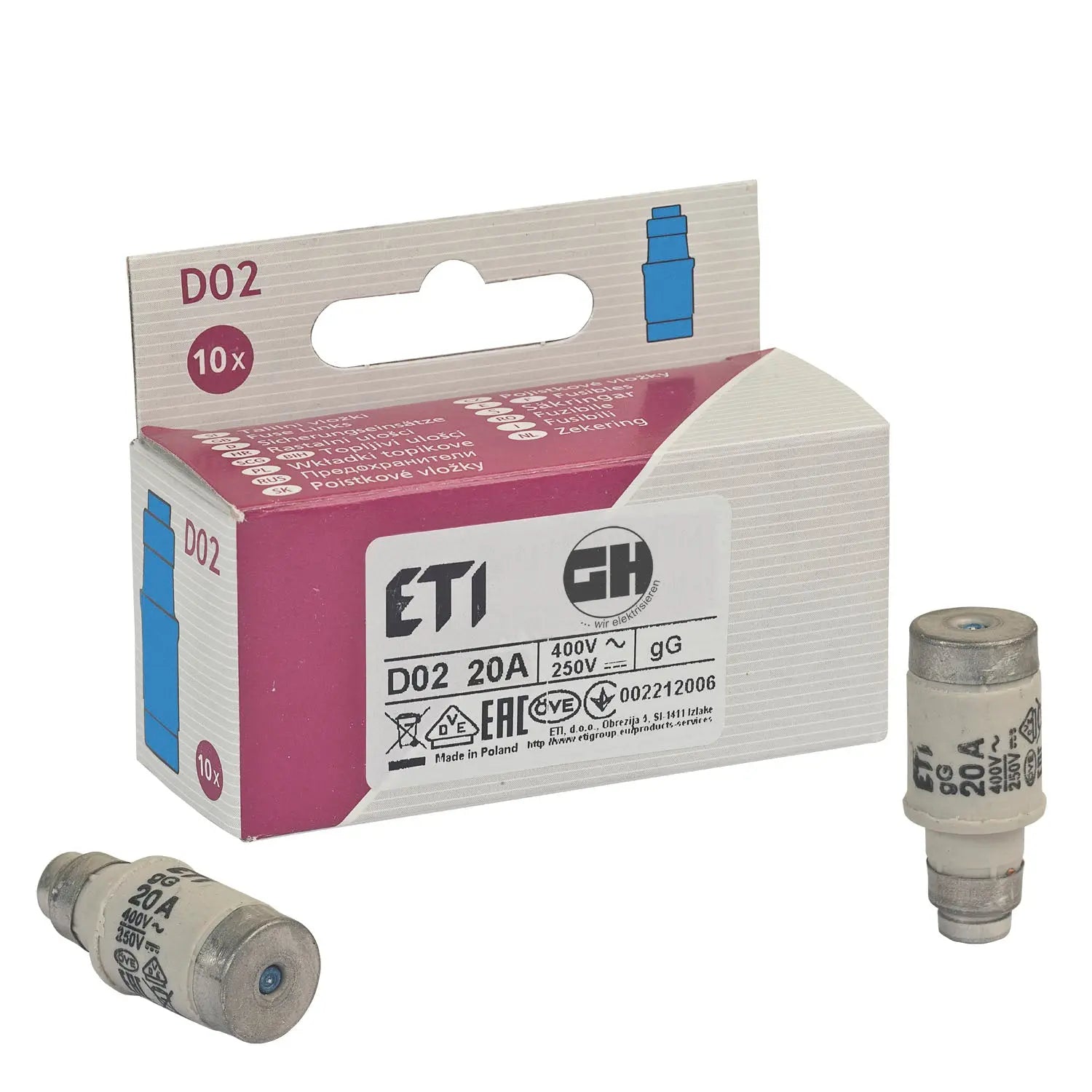 10er Pack Sicherungen Neozed D02 E18 20A blau grenda-hammer®