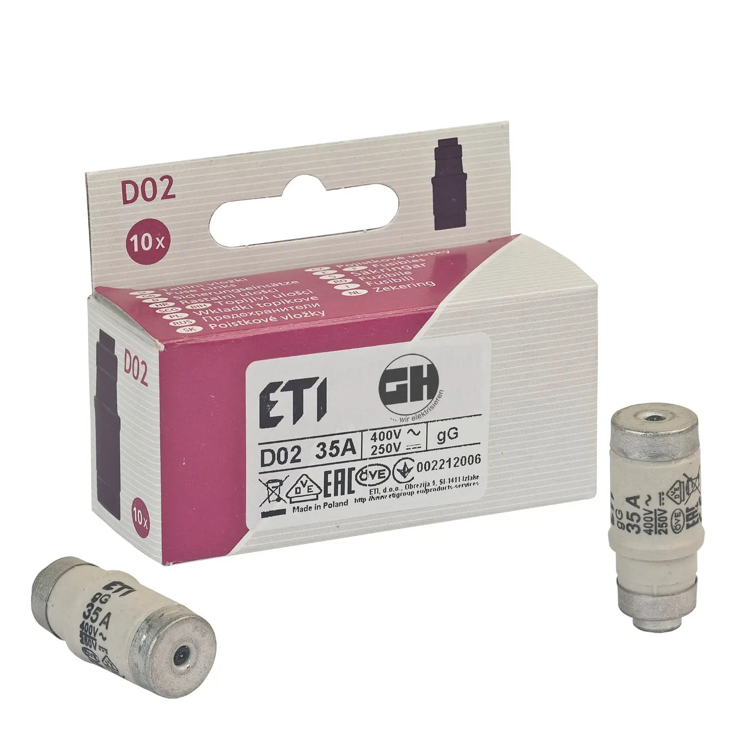 10er Pack Sicherungen Neozed D02 E18 35A schwarz grenda-hammer®