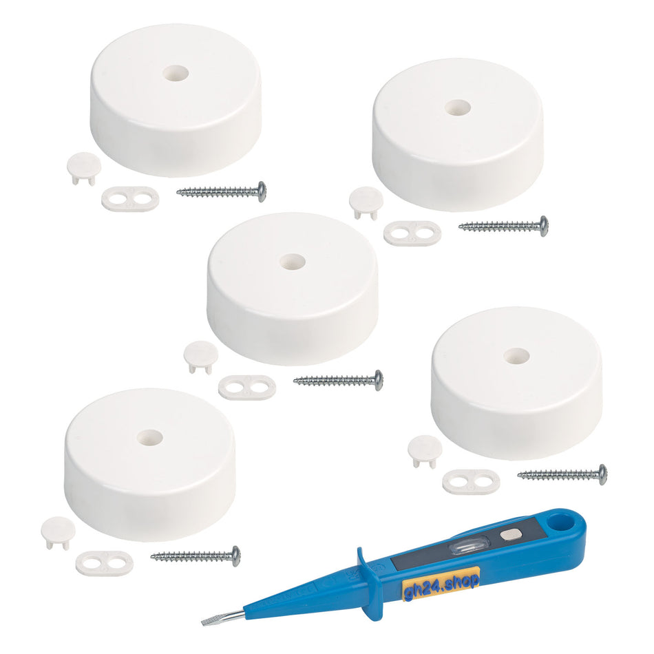 Deckendose 5 Stück Lampen Verteiler- und Abschlussdose 70mm x 30mm DeckenbaldachinDeckendose 5 Stück Lampen Verteiler- und Abschlussdose 70mm x 30mm Deckenbaldachin
