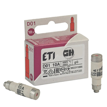 10er Pack Sicherungen Neozed D01 E14 10A rot grenda-hammer®