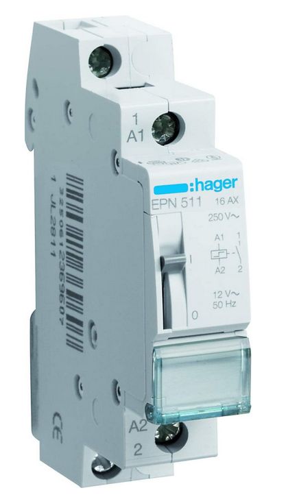 Hager Stromstoßschalter EPN511 Fernschalter 12V (1S 250V 16A) Hager
