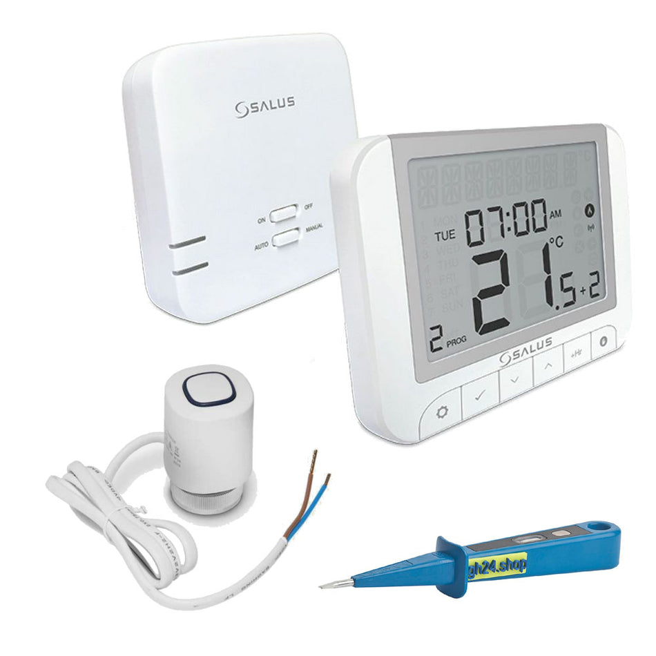Heizung Einzelraumregelung Digitaler Funk Raumthermostat mit Empfänger und 1x Stellantrieb