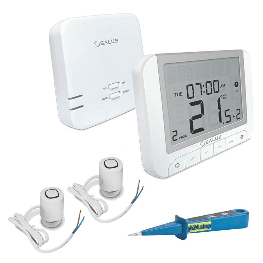 Heizung Einzelraumregelung Digitaler Funk Raumthermostat mit Empfänger und 2x Stellantrieb