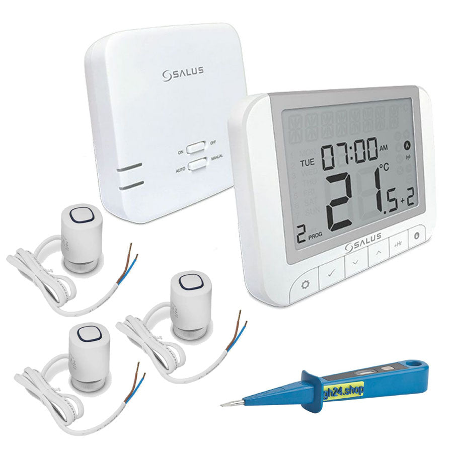 Heizung Einzelraumregelung Digitaler Funk Raumthermostat mit Empfänger und 3x Stellantrieb