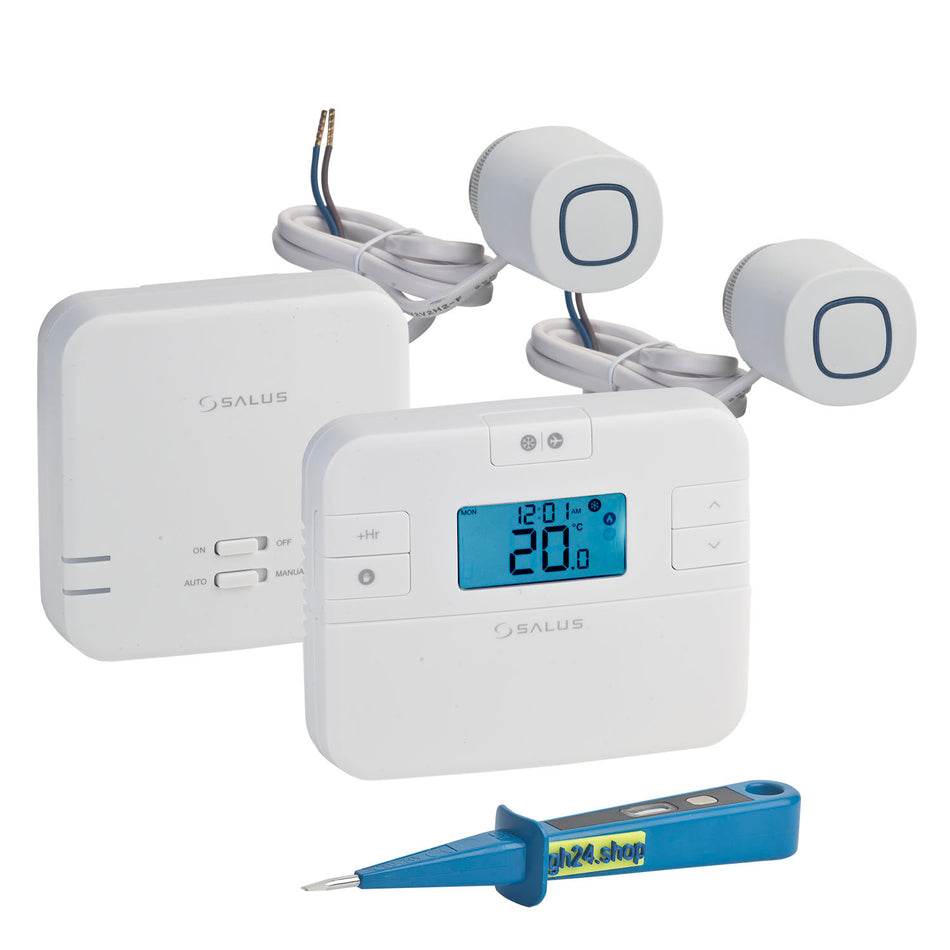 Digitaler Funk-Raumthermostat Einzelraumregelung mit Empfänger und 2x Stellantrieb