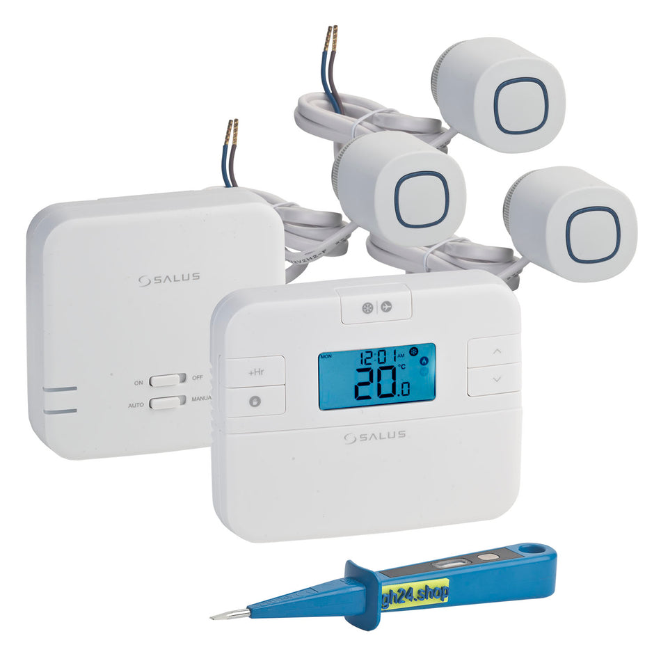 Digitaler Funk-Raumthermostat Einzelraumregelung mit Empfänger und 3x Stellantrieb