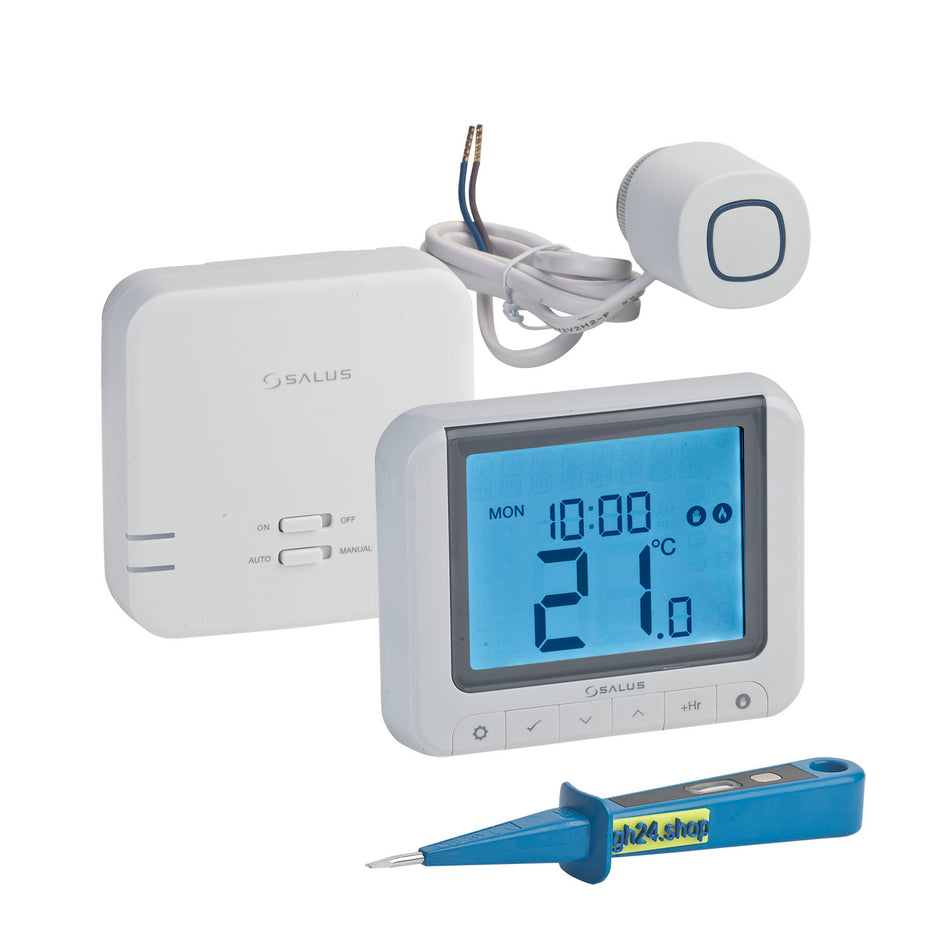 Heizung Einzelraumregelung Digitaler Funk Raumthermostat mit Empfänger und 1x Stellantrieb