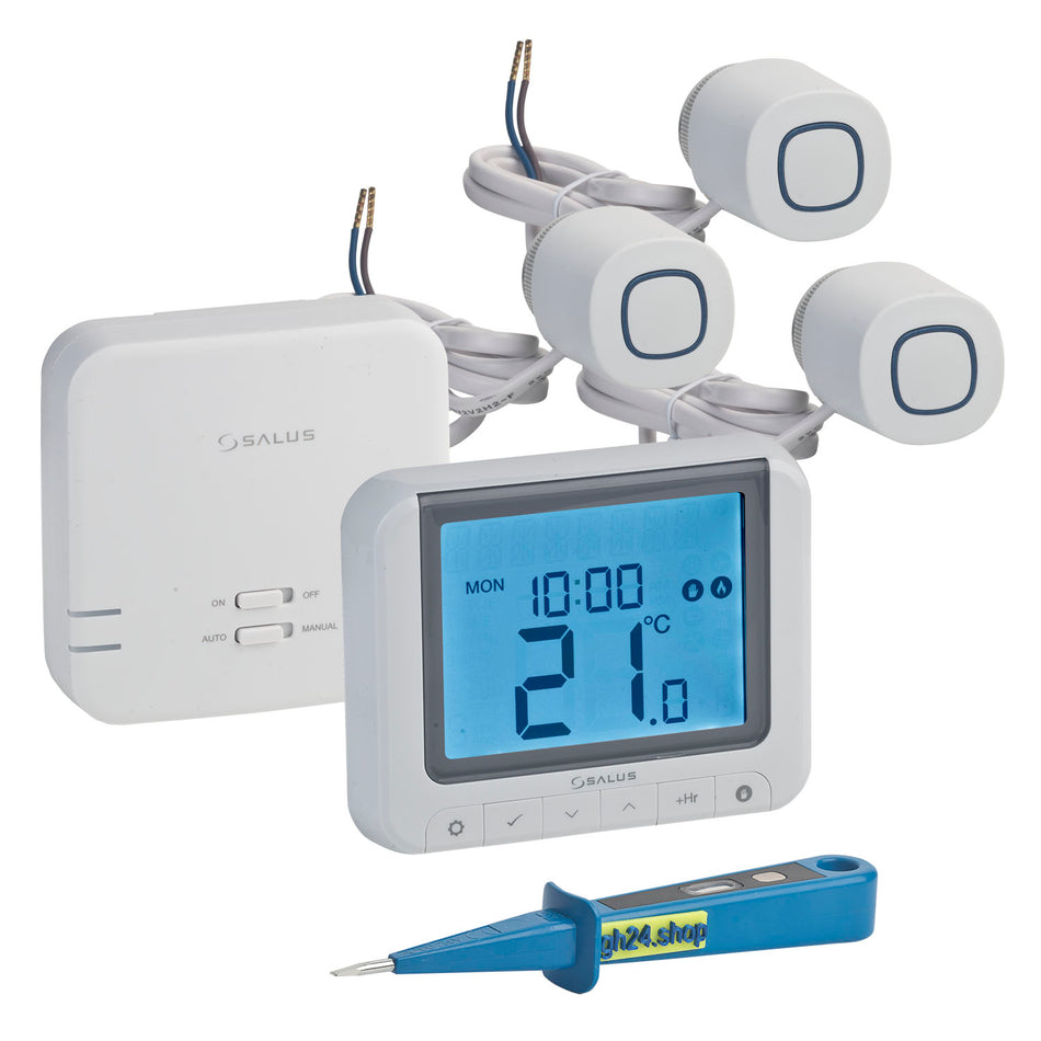 Heizung Einzelraumregelung Digitaler Funk Raumthermostat mit Empfänger und 3x Stellantrieb