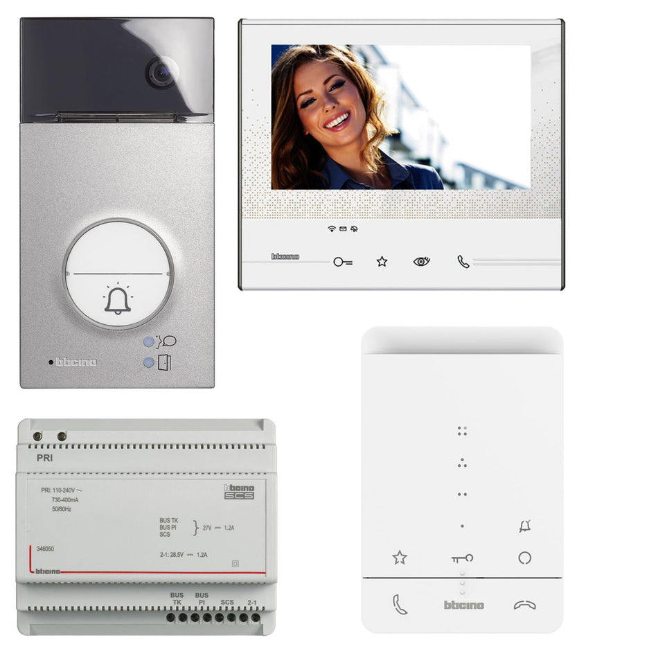 WLAN Video-Set Ein- oder Zweifamilienhaus mit Türstation LINEA 3000 inkl. Transponderleser, 1x hörerloser Video- sowie Audio-Hausstation und mit Smartphone-Anbindung