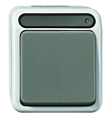 Merten AQUASTAR specialist switch range for damp rooms, surface-mounted, IP44, in light grey | Robust - Proven - Reliable grenda-hammer®
