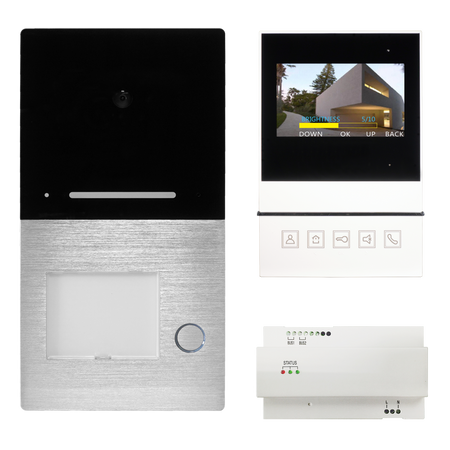 1-Familienhaus Sprechanlage Aufputz VILLA Video 2-Draht Bus mit 1x 4,3 Zoll Basic Monitor HHG