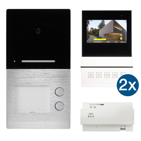 2-Familienhaus Sprechanlage Aufputz VILLA Video 2-Draht Bus mit 2x 4,3 Zoll Basic Monitor (Kopie) HHG